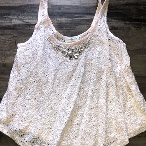 Abercrombie and Fitch tank top size medium. Light pink lace tank